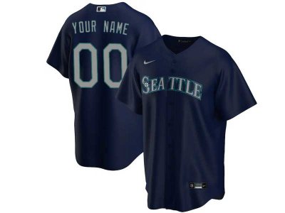 Seattle Mariners Custom #00 Navy Cool Base Jersey