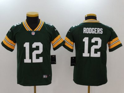 Youth Green Bay Packers #12 Aaron Rodgers Green Vapor Limited Jersey
