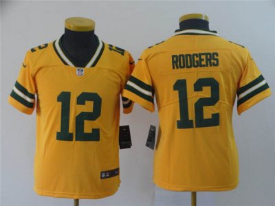 Youth Green Bay Packers #12 Aaron Rodgers Gold Inverted Limited Jersey