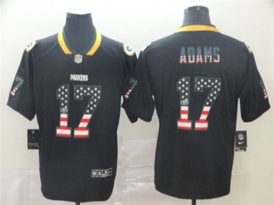 Green Bay Packers #17 Davante Adams Black USA Flag Fashion Limited Jersey