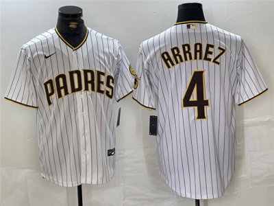 San Diego Padres #4 Luis Arraez White Pinstripe Limited Jersey