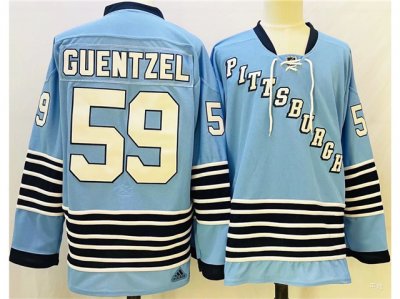 Pittsburgh Penguins #59 Jake Guentzel Blue Heritage Classics Jersey