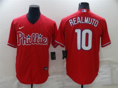 Philadelphia Phillies #10 J.T. Realmuto Red Cool Base Jersey
