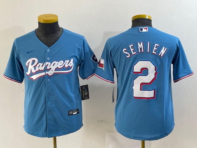 Youth Texas Rangers #2 Marcus Semien Light Blue Limited Jersey - Click Image to Close