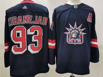 New York Rangers #93 Mika Zibanejad 2020-21 Reverse Retro Blue Jersey