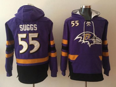 Baltimore Ravens #55 Terrell Suggs Purple Pocket Pullover Hoodie