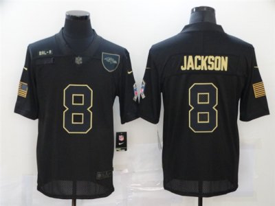 Baltimore Ravens #8 Lamar Jackson 2020 Black Salute To Service Limited Jersey