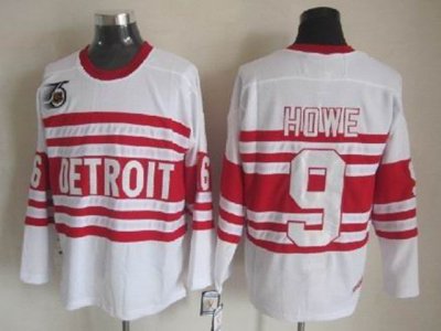 Detroit Red Wings #9 Gordie Howe CCM Vintage 75th White Jersey
