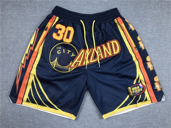 Golden State Warriors Oakland 30 Curry Navy 2022 NBA Finals Patch Basketball Shorts