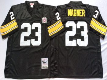 Pittsburgh Steelers #23 Mike Wagner 1975 Throwback Black Jersey