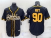 Pittsburgh Steelers #90 T.J. Watt Black/Gold Baseball Cool Base Jersey