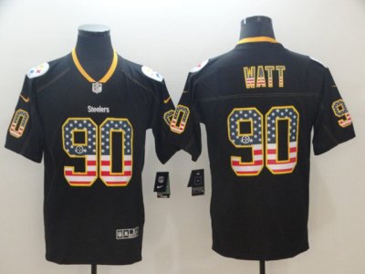 Pittsburgh Steelers #90 T.J. Watt Black USA Flag Fashion Limited Jersey