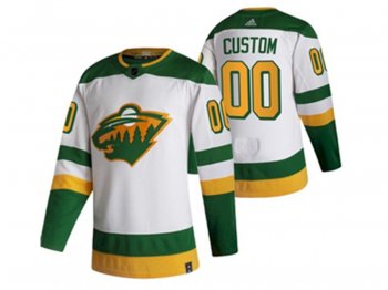 Minnesota Wild #00 White 2021 Reverse Retro Custom Jersey