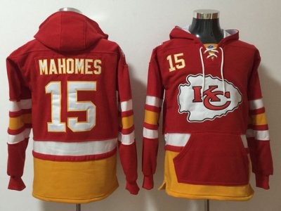 Kansas City Chiefs #15 Patrick Mahomes Red With Pocket Hoodie Jersey