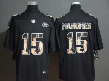 Kansas City Chiefs #15 Patrick Mahomes Black Statue Of Liberty Vapor Limited Jersey