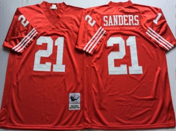 San Francisco 49ers #21 Deion Sanders Red Throwback Jersey