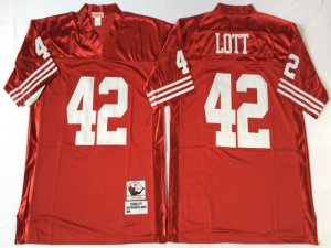 San Francisco 49ers #42 Ronnie Lott Red Throwback Jersey