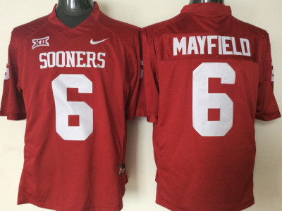 NCAA Oklahoma Sooners #6 Baker Mayfield Red College Football Jersey