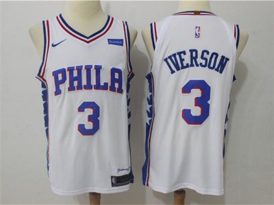 Philadelphia 76ers #3 Allen Iverson White Authentic Jersey