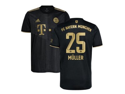 Club Bayern Munich #25 Thomas Müller Away Black 2021/22 Soccer Jersey
