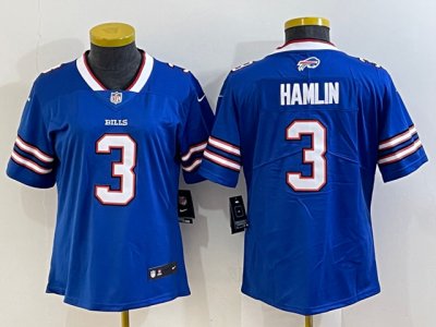 Women's Buffalo Bills #3 Damar Hamlin Blue Vapor Limited Jersey