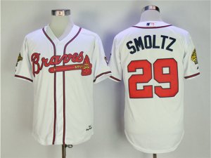 Atlanta Braves #29 John Smoltz 1995 White Throwback Jersey