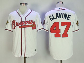 Atlanta Braves #47 Tom Glavine 1995 White Throwback Jersey