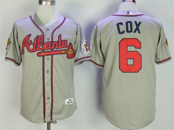 Atlanta Braves #6 Bobby Cox 1995 Gray Throwback Jersey