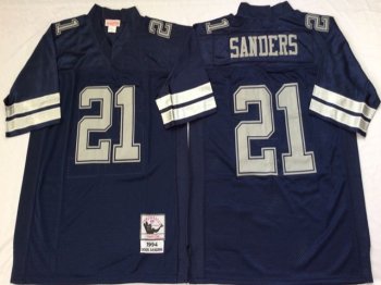 Dallas Cowboys #21 Deion Sanders 1992 Throwback Navy Blue Jersey