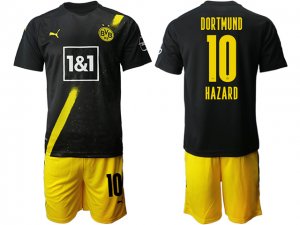 20/21 Borussia Dortmund #10 Thorgan Hazard Away Black Short Sleeve Soccer Jersey