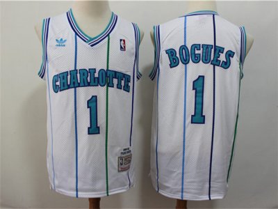 Charlotte Hornets #1 Muggsy Bogues 1992-93 White Hardwood Classic Jersey