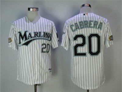 Florida Marlins #20 Miguel Cabrera White Pinstripe 2003 World Series Champions Jersey