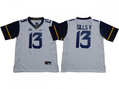NCAA West Virginia Mountaineers #13 David Sills V White College Football Jersey