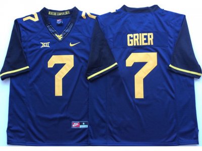 NCAA West Virginia Mountaineers #7 Will Grier Navy College Football Jersey