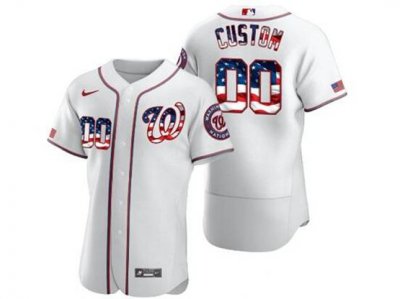 Washington Nationals Custom #00 White USA Flag Flex Base Jersey