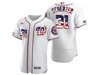 Washington Nationals #31 Max Scherzer White Usa Flag Flex Base Jersey