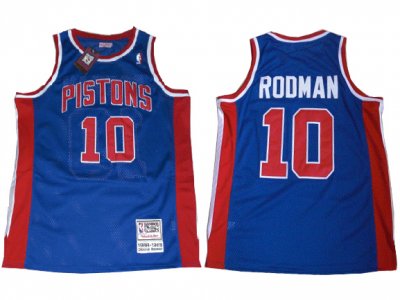 Detroit Pistons #10 Dennis Rodman 1988-89 Throwback Blue Jersey