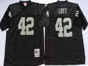 Oakland Raiders #42 Ronnie Lott Throwback Black Jersey