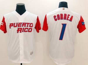 Puerto Rico #1 Carlos Correa White 2017 World MLB Classic Jersey