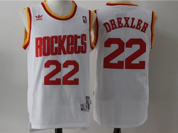 Houston Rockets #22 Clyde Drexler Throwback White Jersey