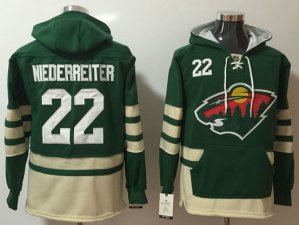 Minnesota Wild #22 Nino Niederreiter Green One Front Pocket Hoodie Jersey