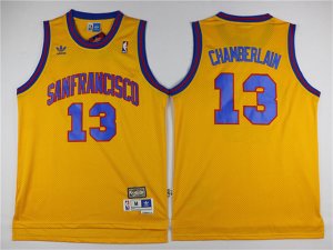 Golden State Warriors #13 Wilt Chamberlain Gold Hardwood Classic Jersey