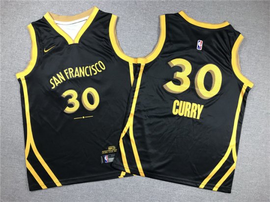 Youth Golden State Warriors #30 Stephen Curry 2023-24 Black City Edition Swingman Jersey