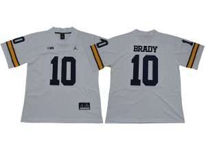 NCAA Michigan Wolverines #10 Tom Brady White College Football Jersey