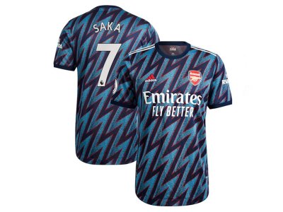 Club Arsenal #7 Saka Third Blue 2021/22 Soccer Jersey