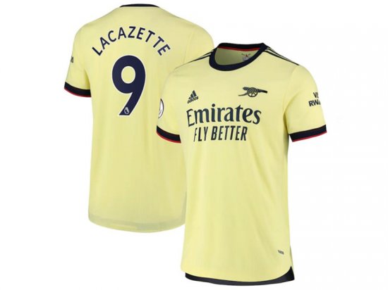 Club Arsenal #9 Lacazette Away Yellow 2021/22 Soccer Jersey