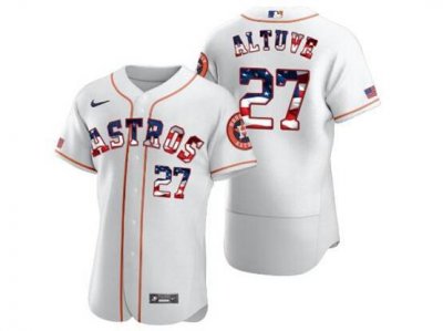 Houston Astros #27 Jose Altuve White Usa Flag Flex Base Jersey