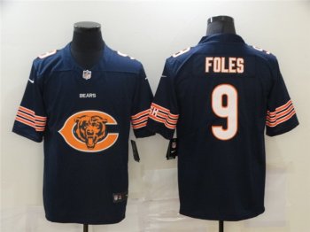 Chicago Bears #9 Nick Foles Navy Team Big Logo Vapor Limited Jersey