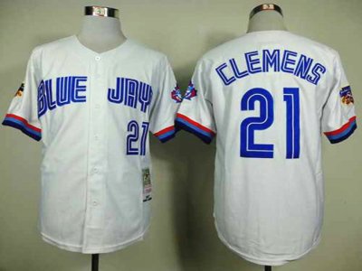 Toronto Blue Jays #21 Roger Clemens 1997 Throwback White Jersey