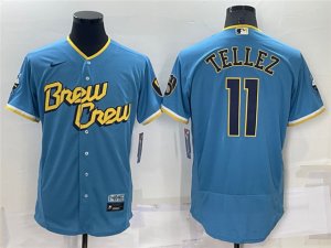 Milwaukee Brewers #11 Rowdy Tellez Powder Blue 2022 City Connect Flex Base Jersey